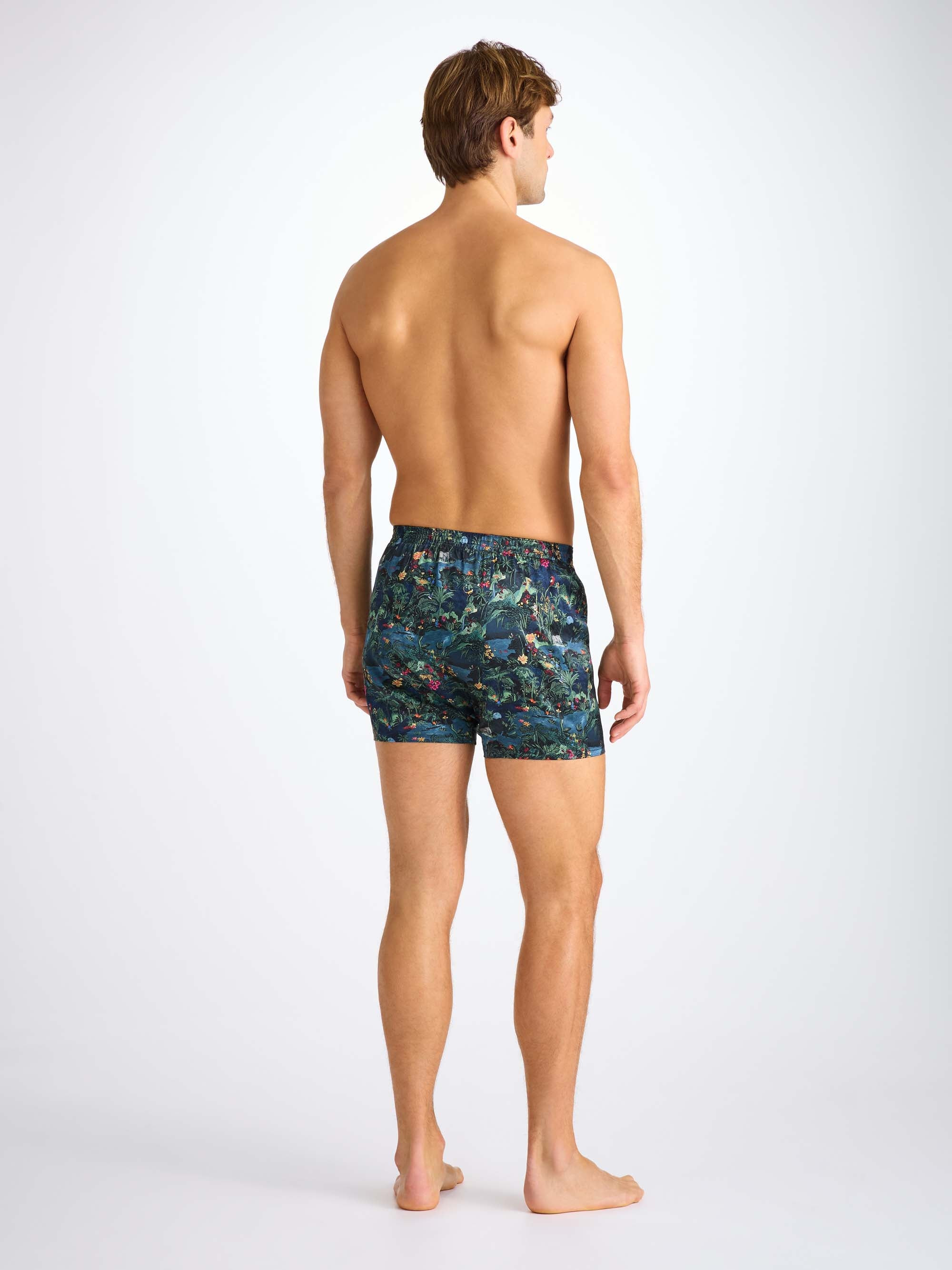 Men's Classic Fit Boxers Silk Satin Multi Midnight Jungle Print - 5