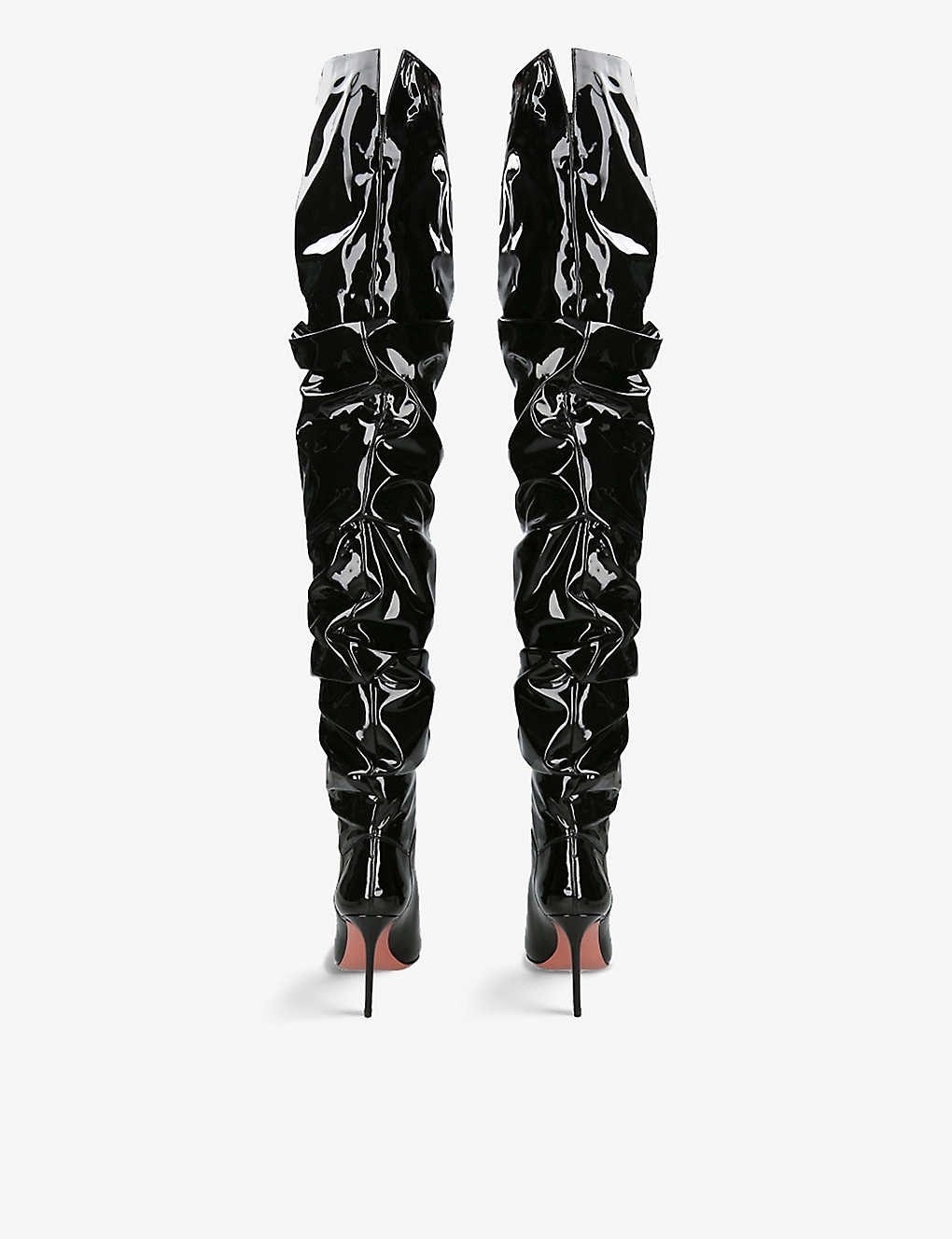 Jaheel rippled-texture leather heeled thigh-high boots - 2