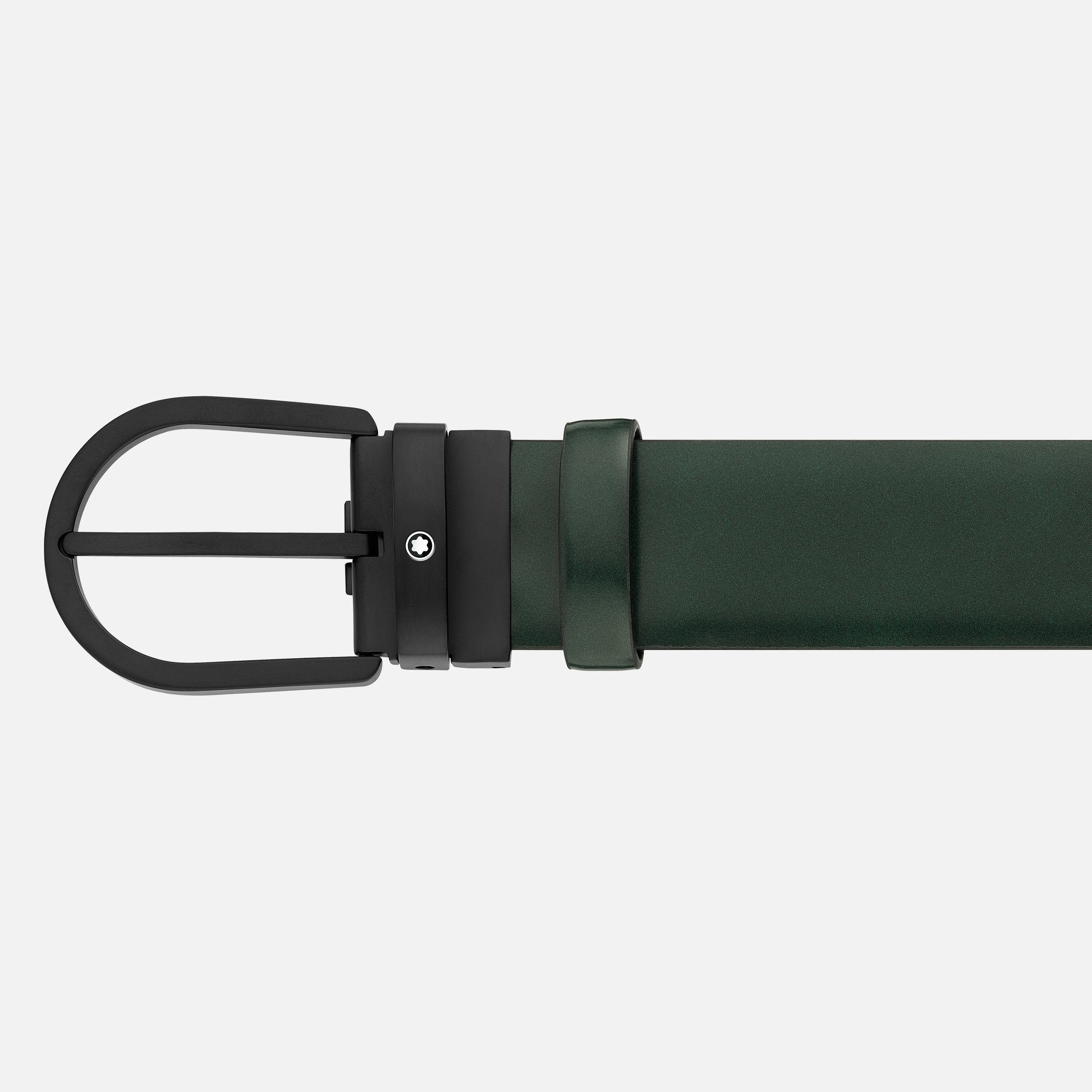 Horseshoe buckle green 35 mm leather belt - 2
