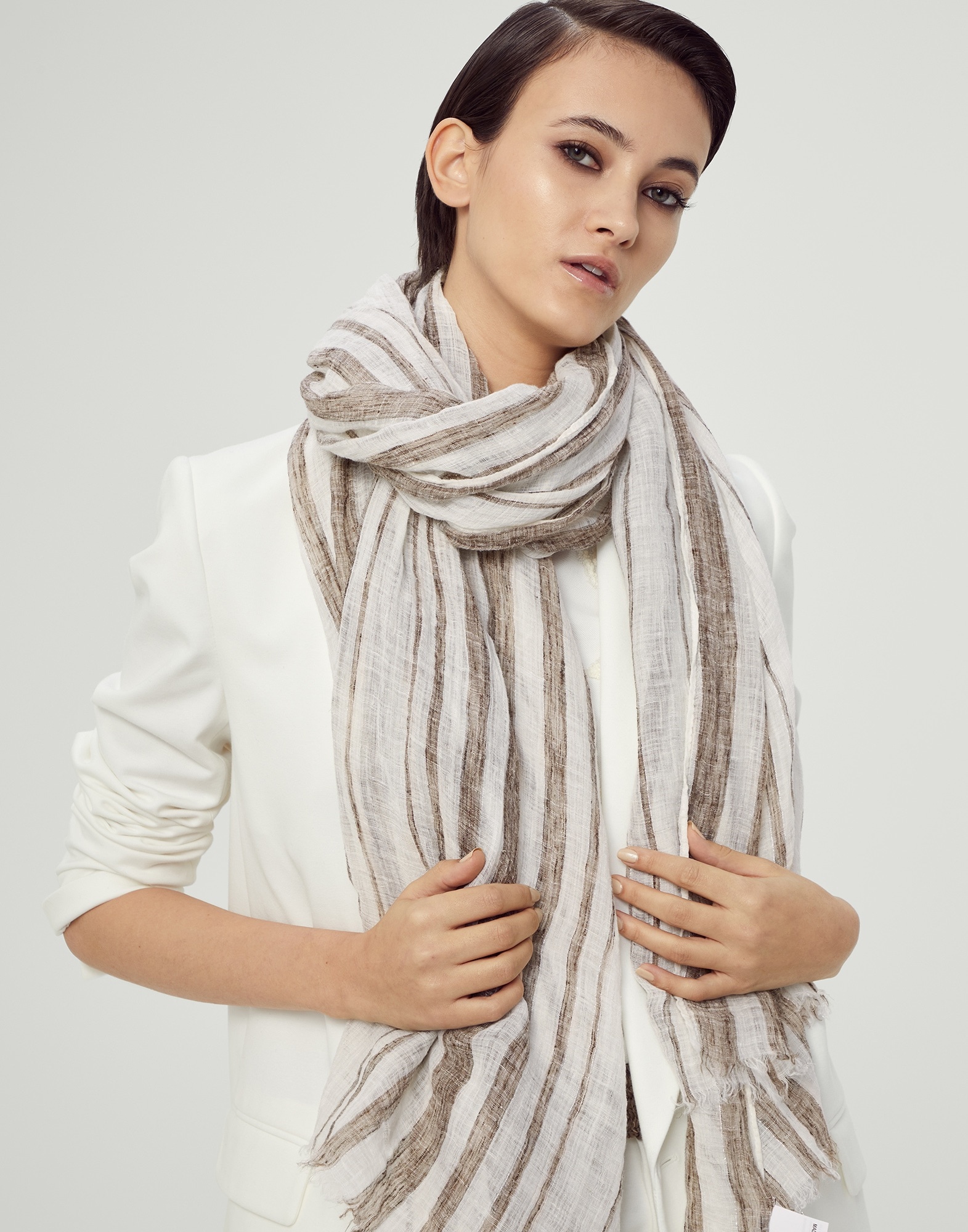 Sparkling stripe linen scarf - 4