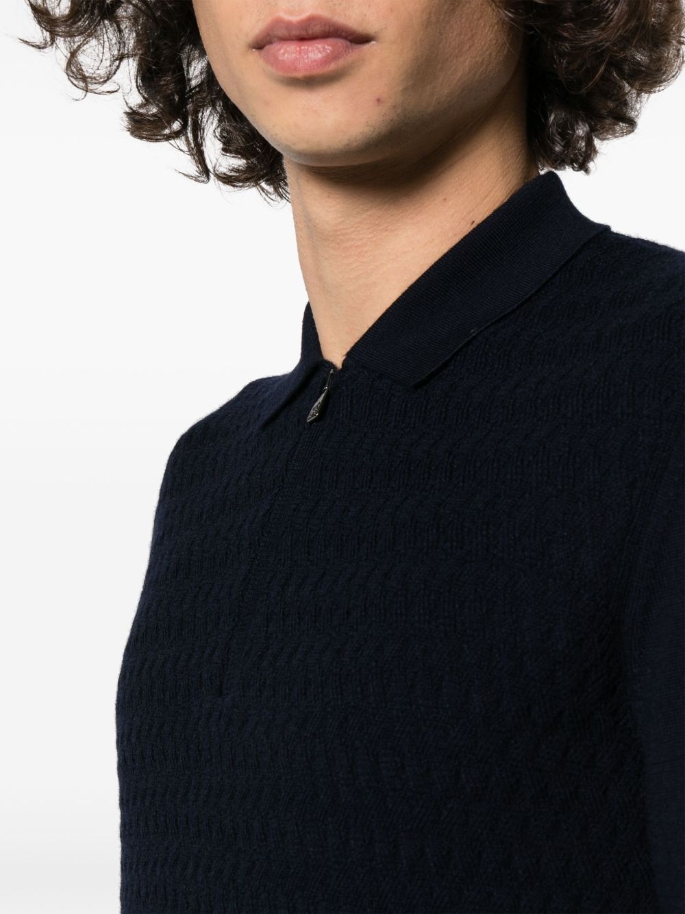 long-sleeved virgin wool polo shirt - 5
