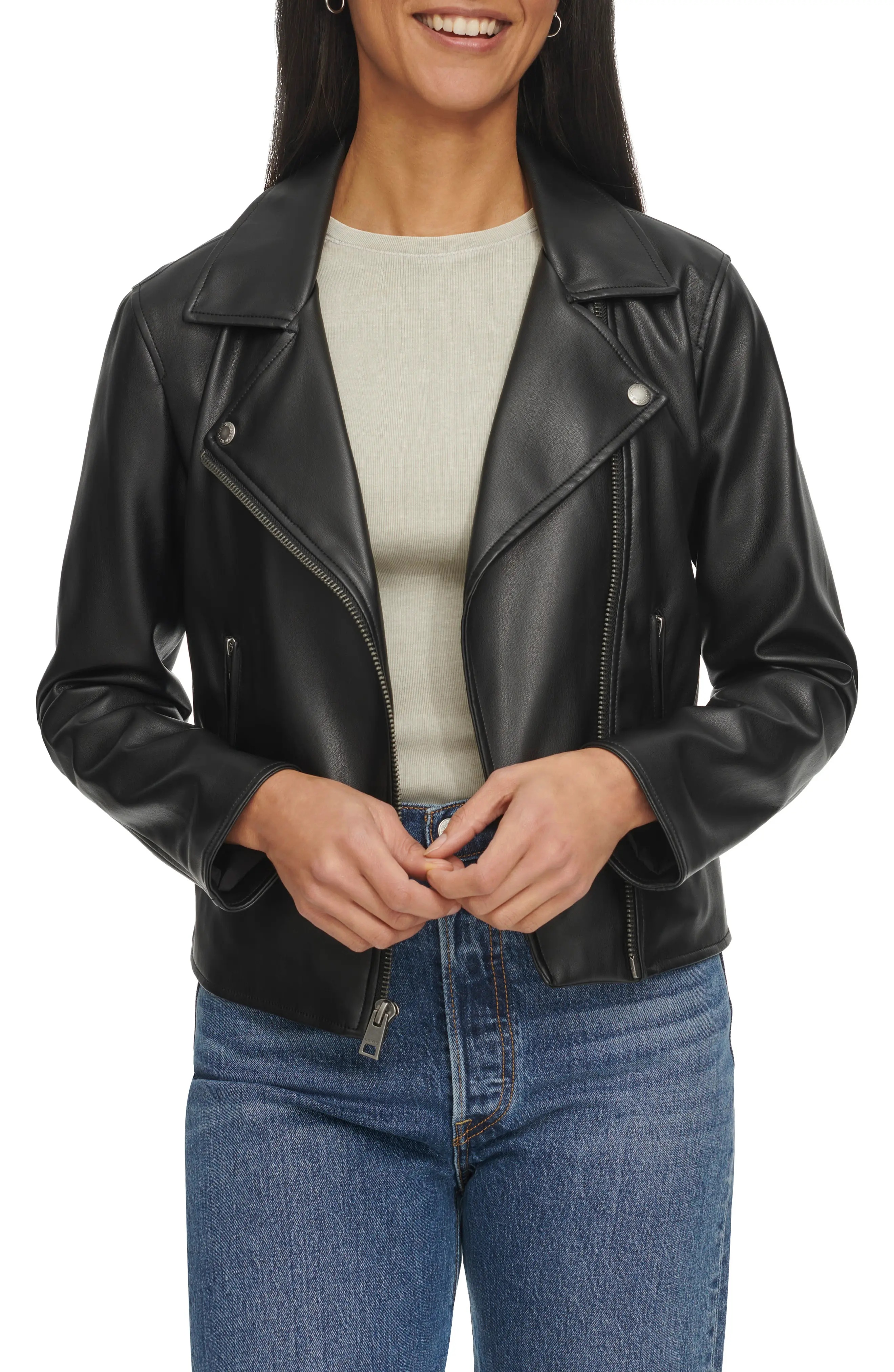 Shrunken Faux Leather Moto Jacket - 5