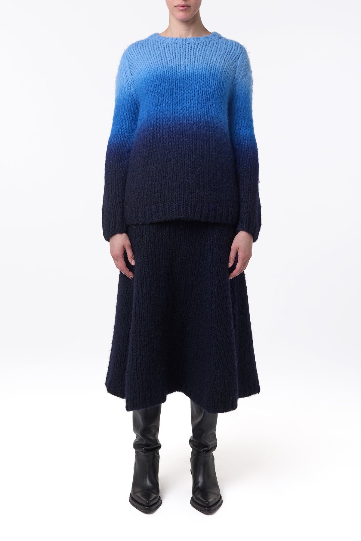 Pallas Knit Sweater in Dip Dye Sky Blue Welfat Cashmere - 3
