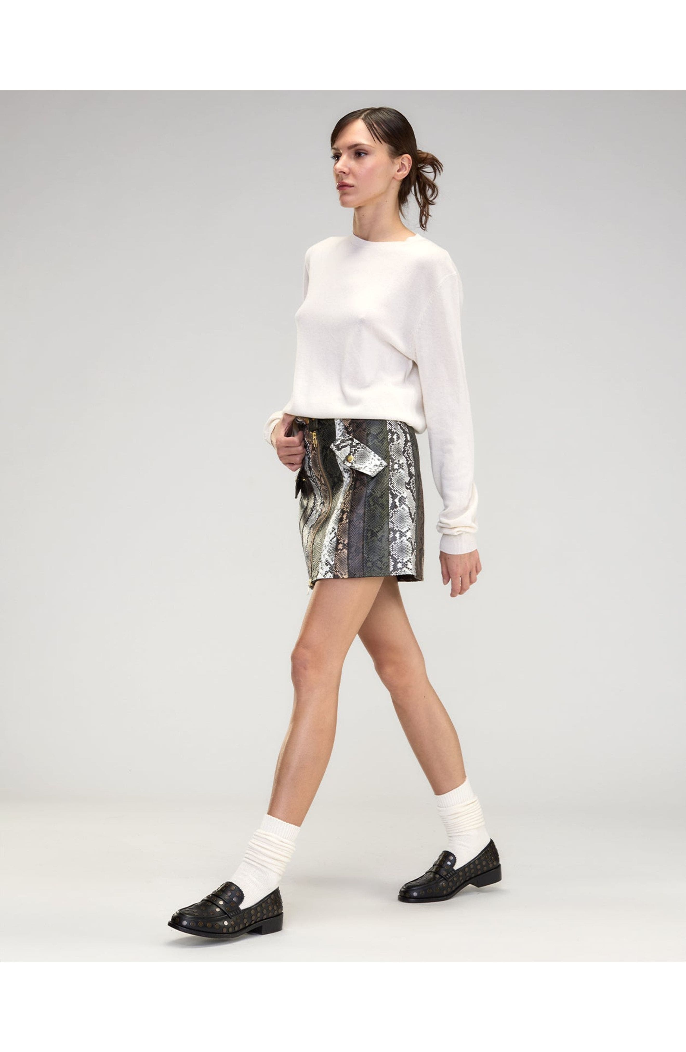Cynthia Rowley Snake-Embossed Vegan Leather Skirt in Multi at Nordstrom - 3