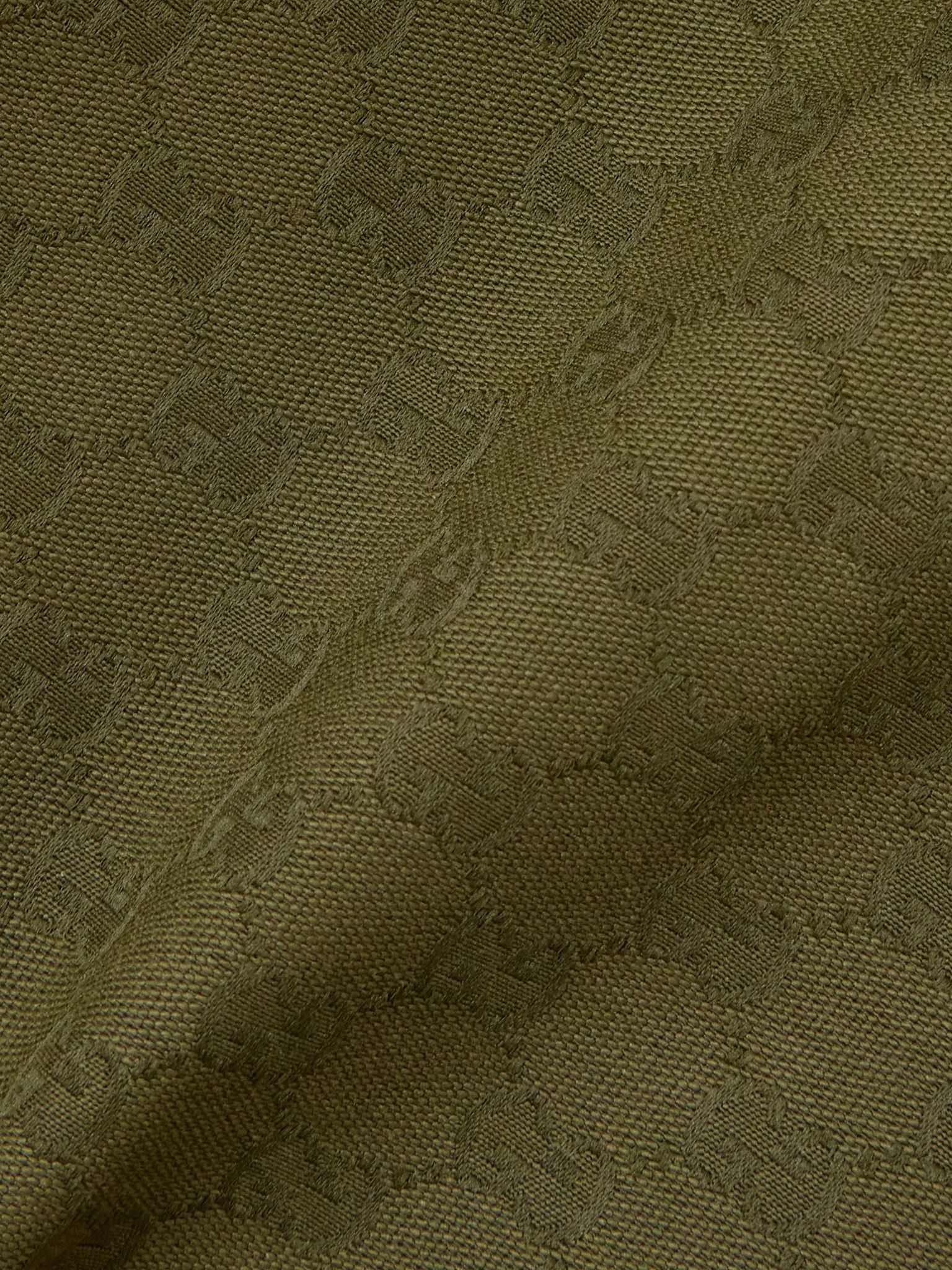 Double-breasted jacquard cotton-blend canvas blazer Army green - 4