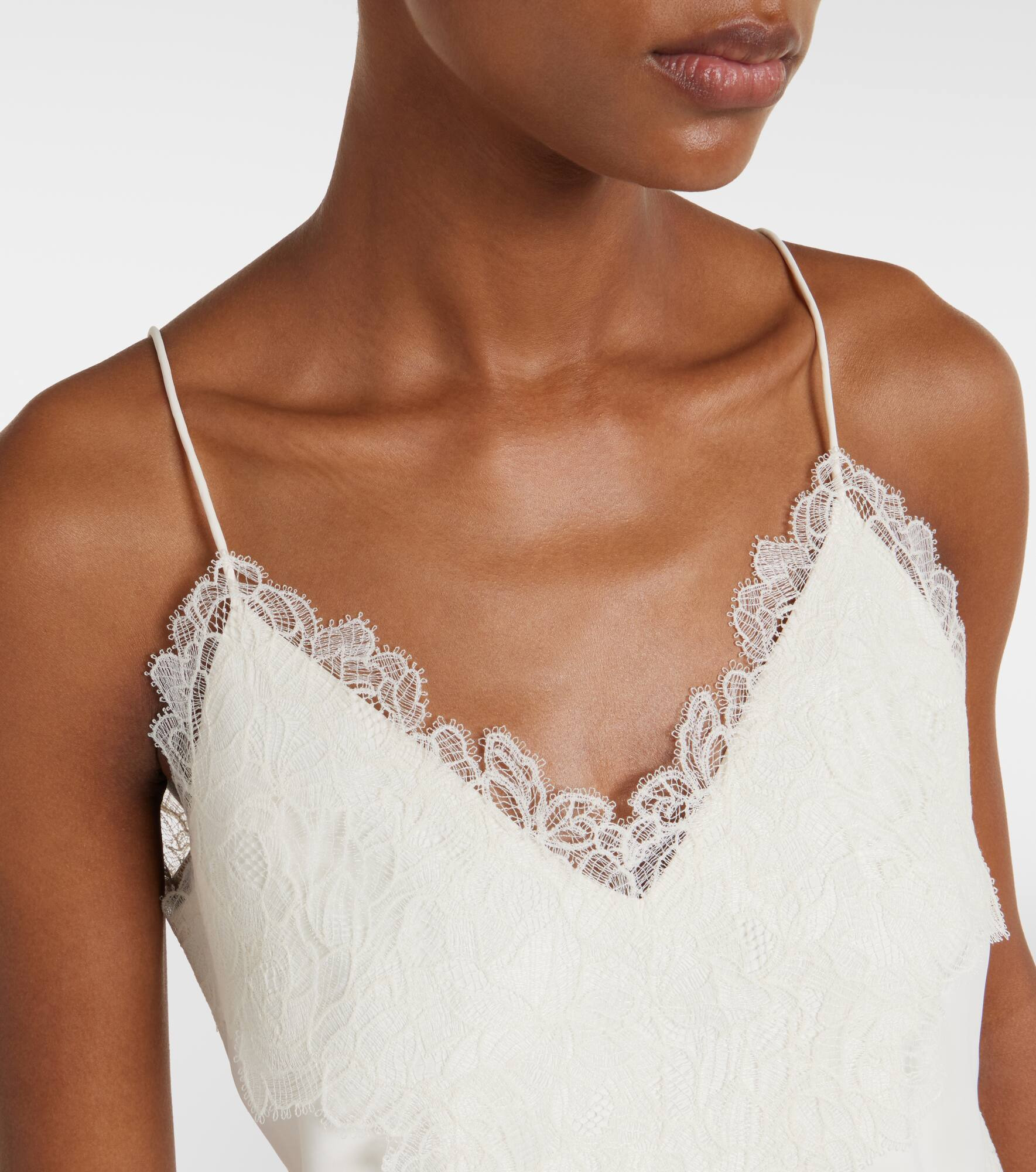 Lace-trimmed satin camisole - 4
