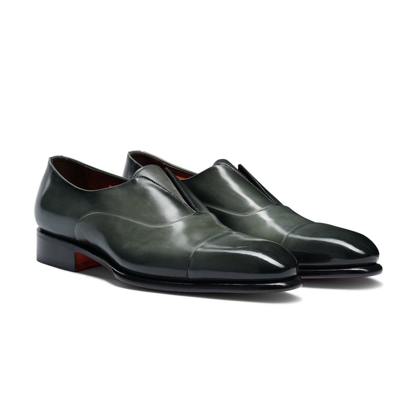 Men's green leather lace-up shoe - 3