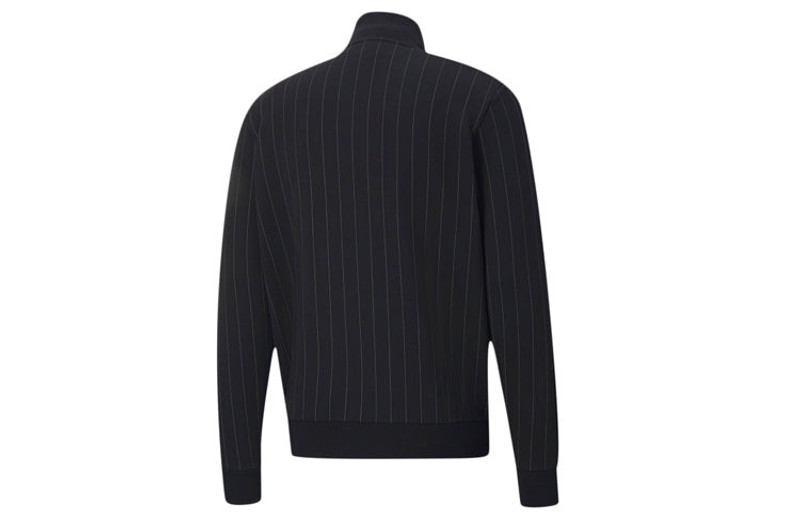 PUMA PUMA Pinstripe Track Top Stripe Fleece Lined Stand Collar Zipper Jacket Black 530177-01 outlook