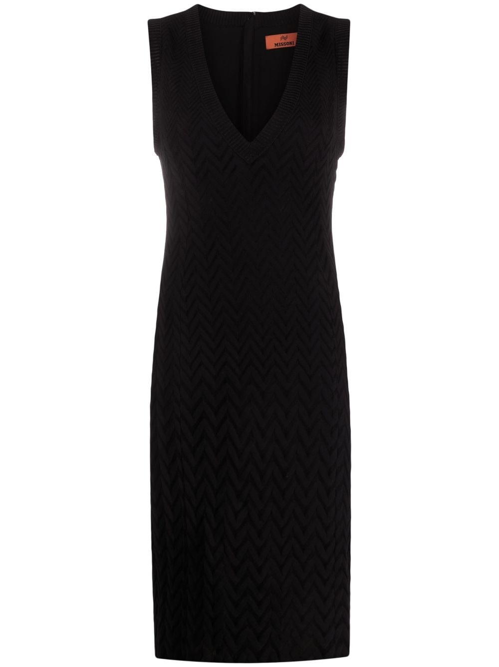 zigzag-knit midi dress - 1