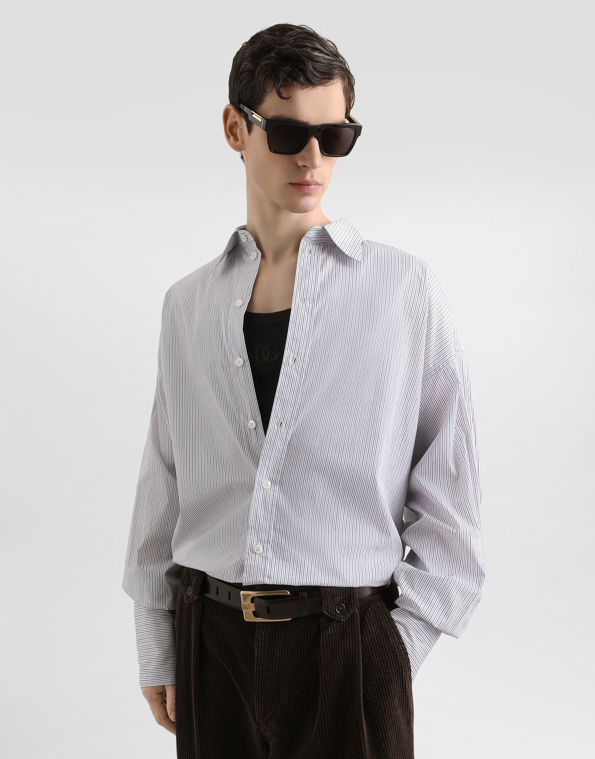 Oversized striped poplin shirt - 4