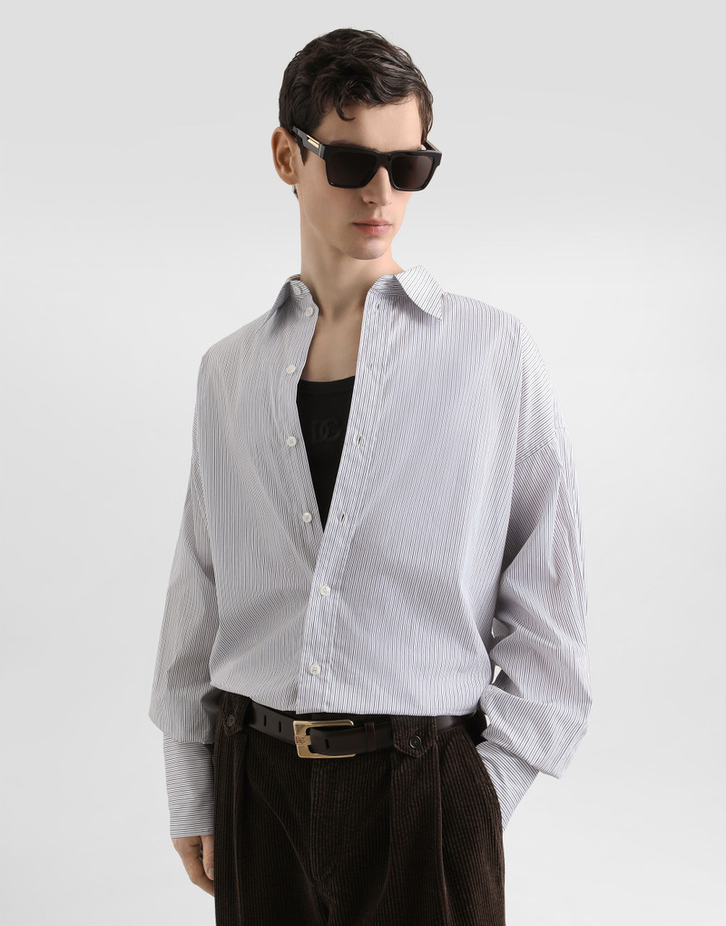 Oversized striped poplin shirt 4