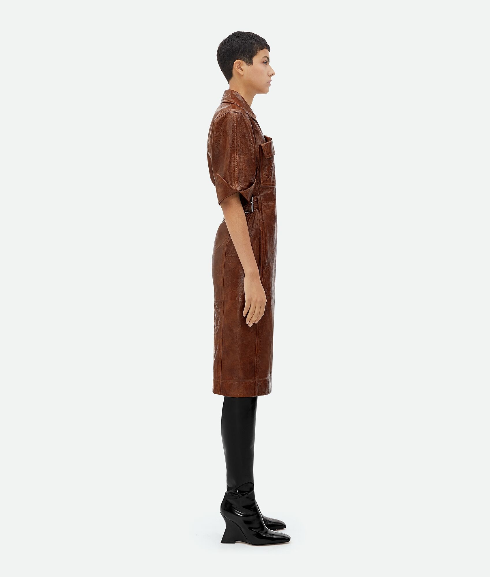 Embossed Leather Midi Dress - 2