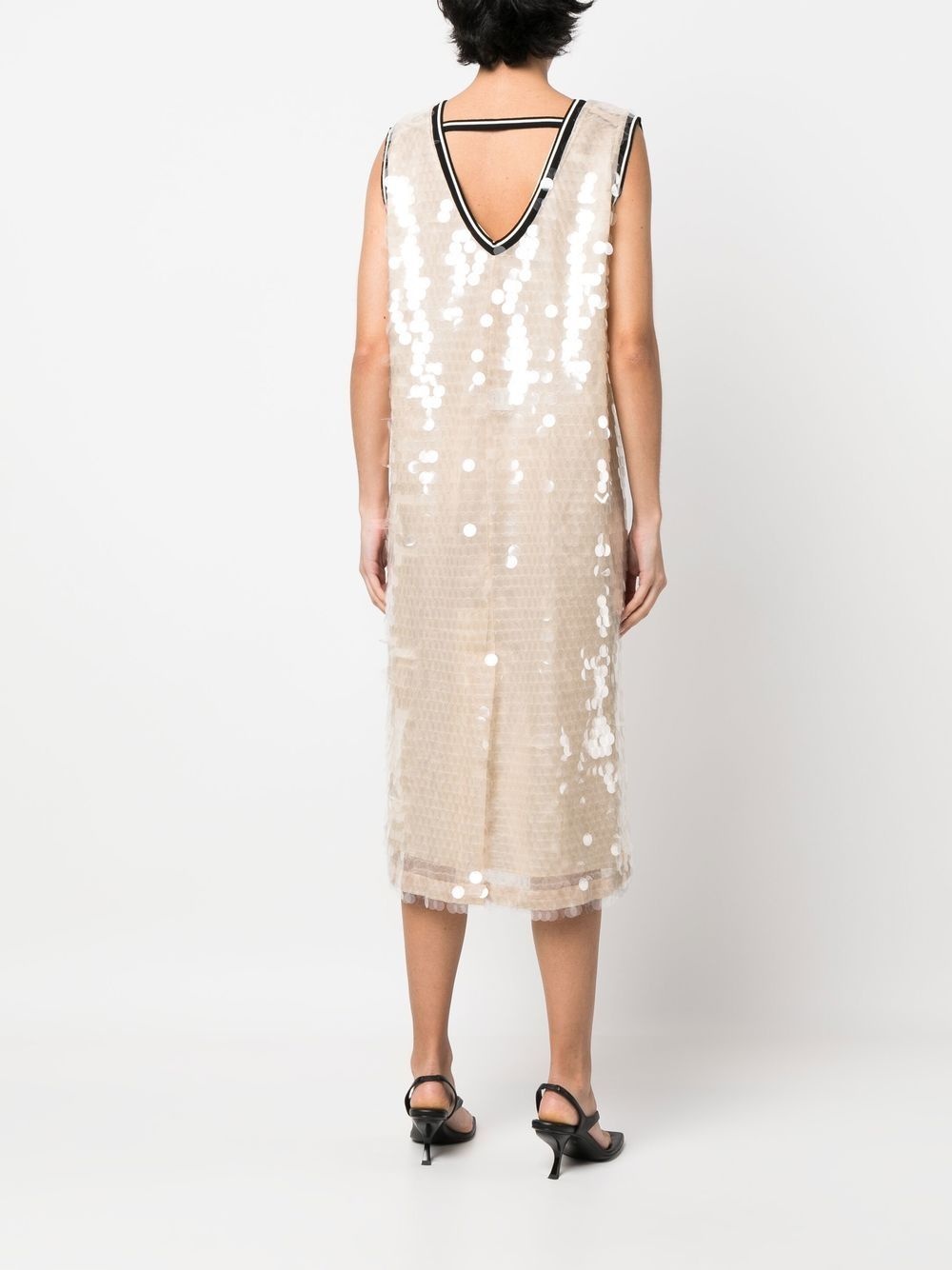 sequin-embellished V-neck dress - 4