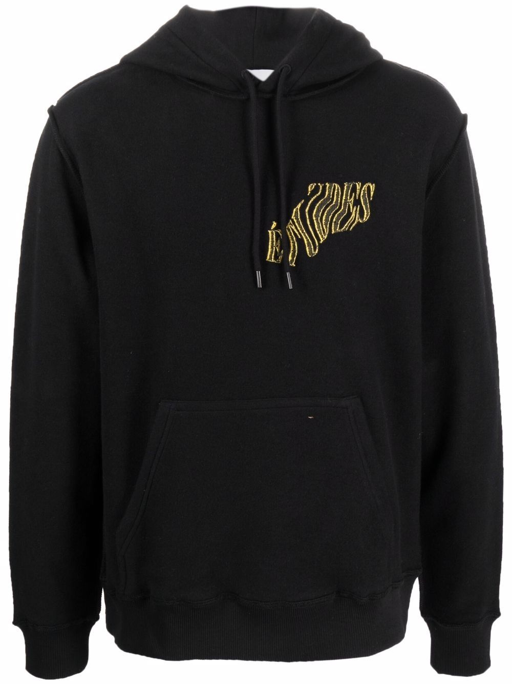 logo drawstring organic cotton hoodie - 1