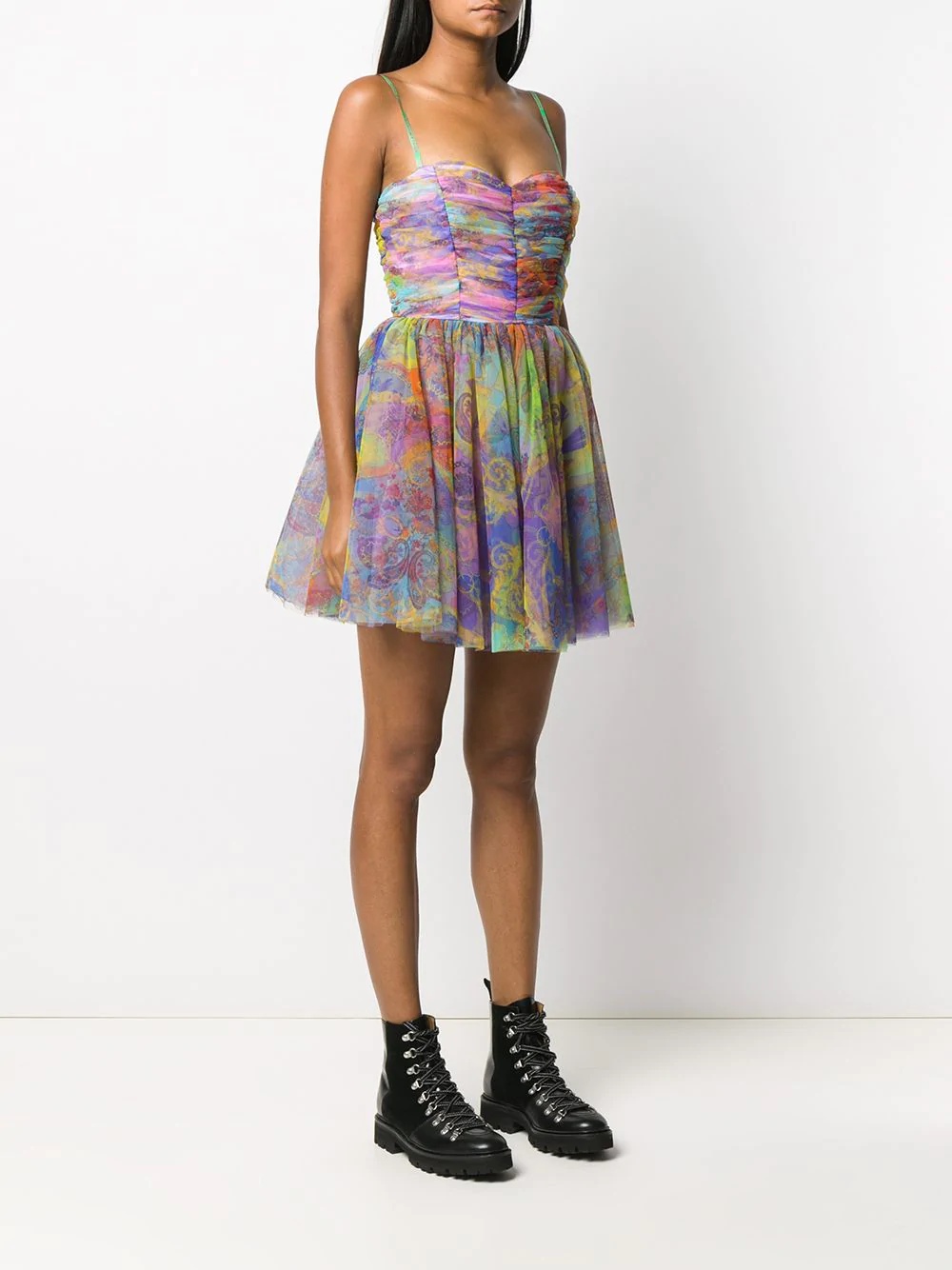 paisley print tulle dress  - 3