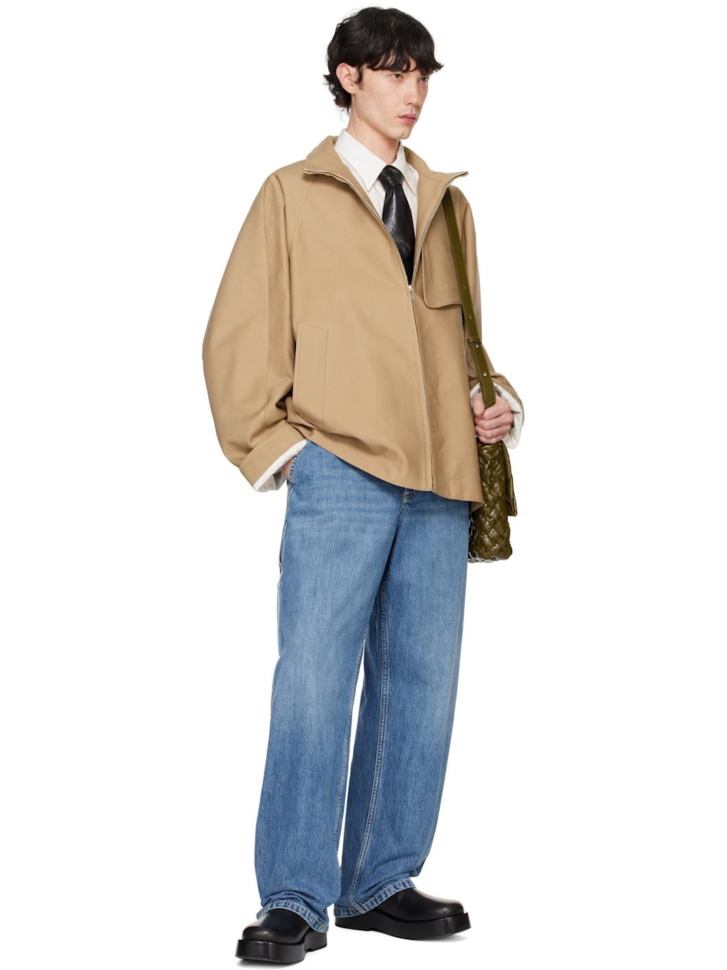 Beige Heavy Cotton Gabardine Jacket - 5