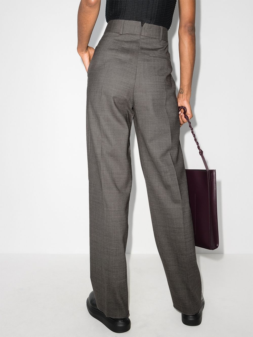 pleat-detailing straight-leg trousers - 3