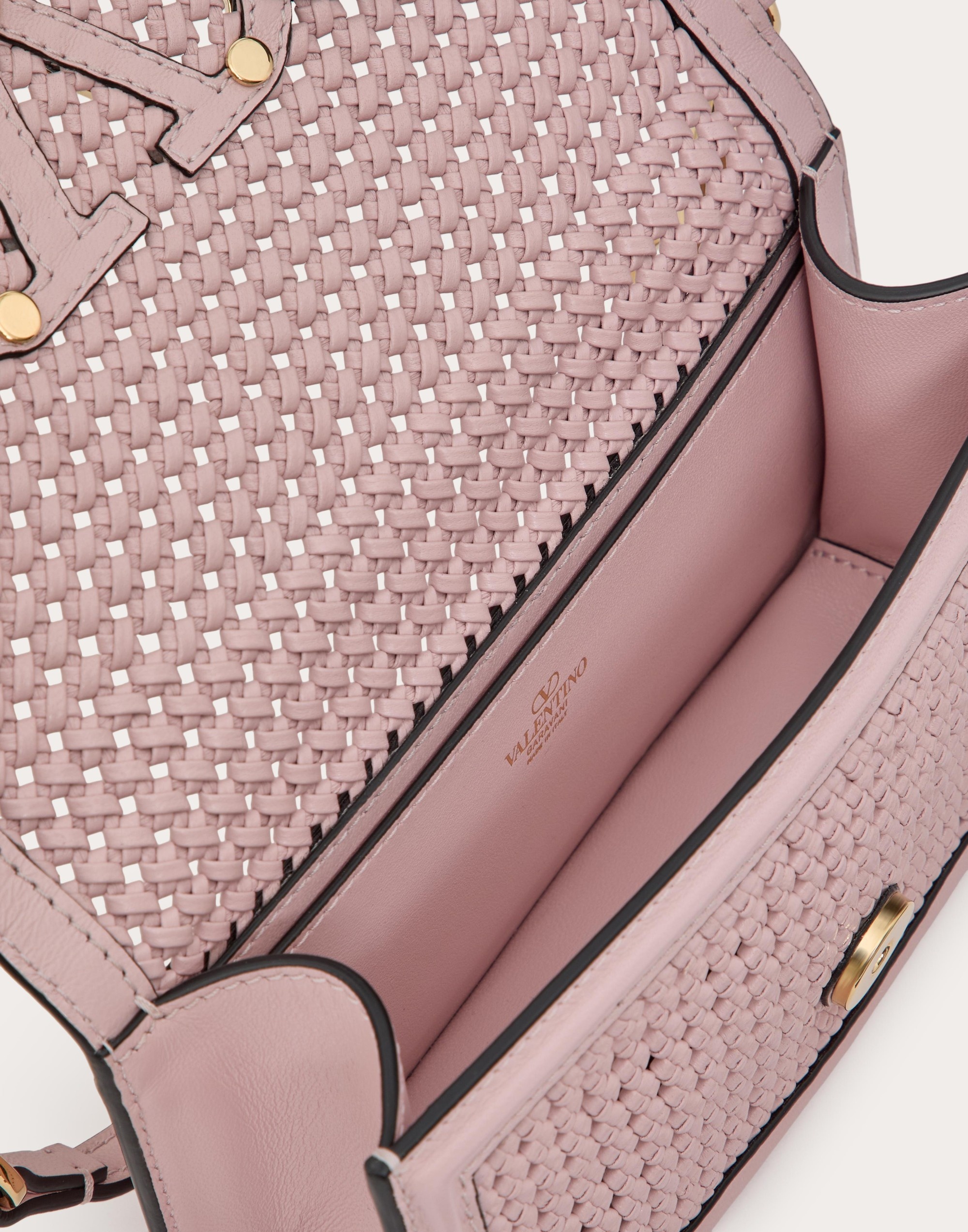 VALENTINO GARAVANI LOCÒ SMALL WOVEN LEATHER SHOULDER BAG - 7