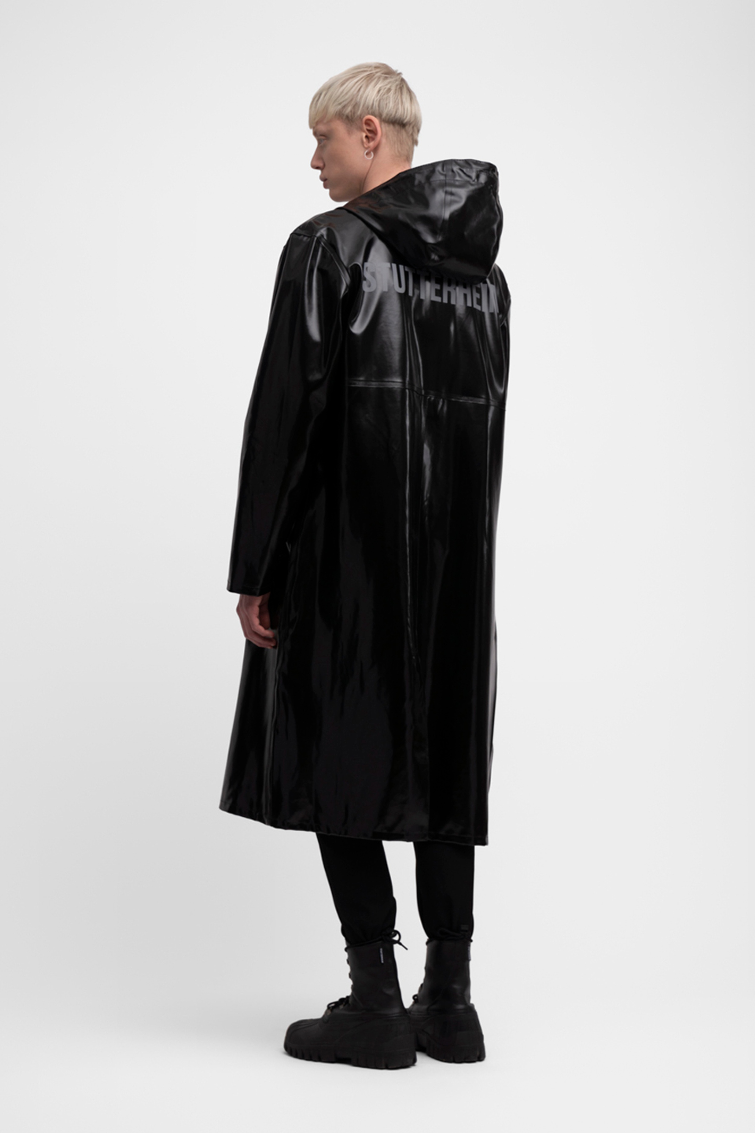 Stockholm Long Print Opal Raincoat Black - 4