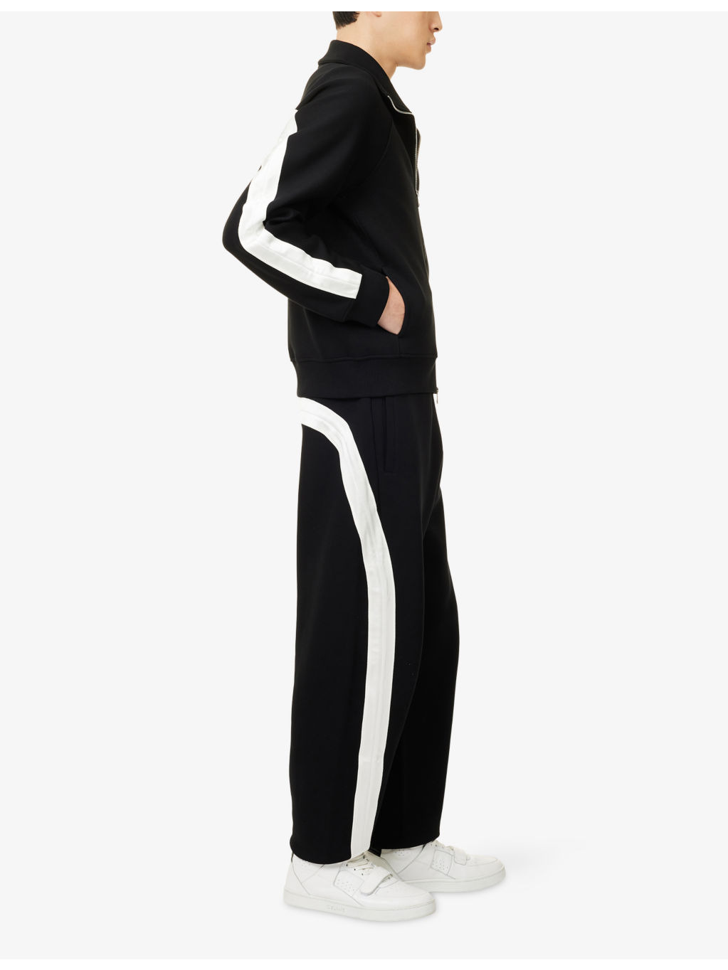 Open Seam Contrast Cotton-Jersey Jogging Bottoms - 2