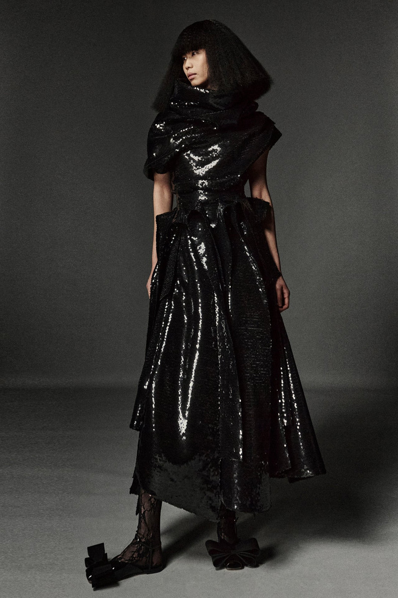 MULTI PANEL SEQUIN SKIRT BLACK 1