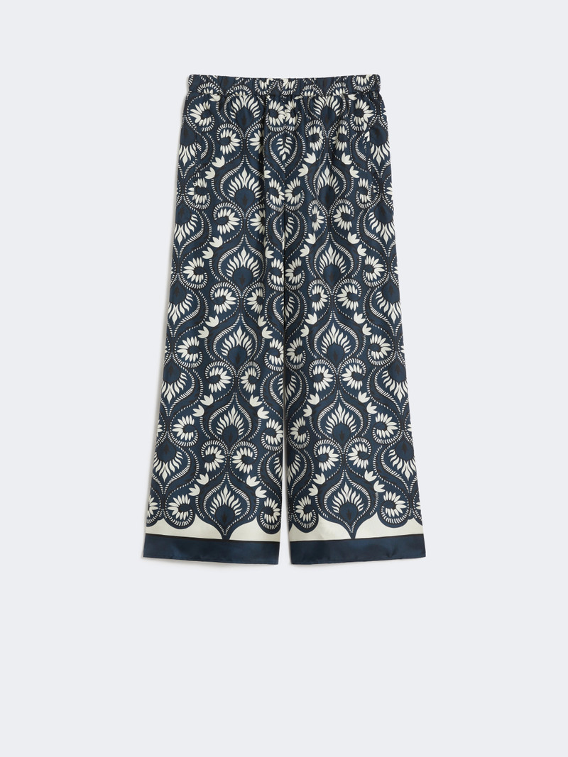 OTTICO Fluid printed silk trousers - NAVY 1