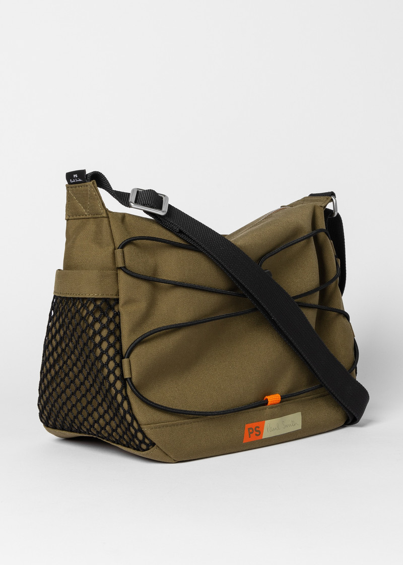 Khaki Nylon Utility Messenger Bag 3
