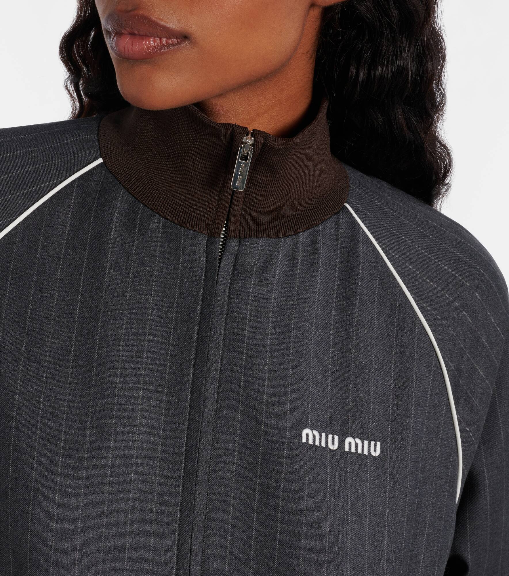 Pinstripe virgin wool blouson - 4
