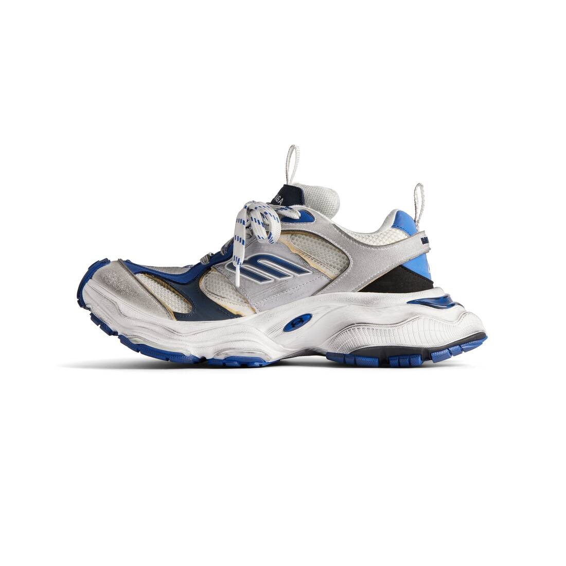 BALENCIAGA Men's Cargo Sneaker in Grey/white/blue | REVERSIBLE