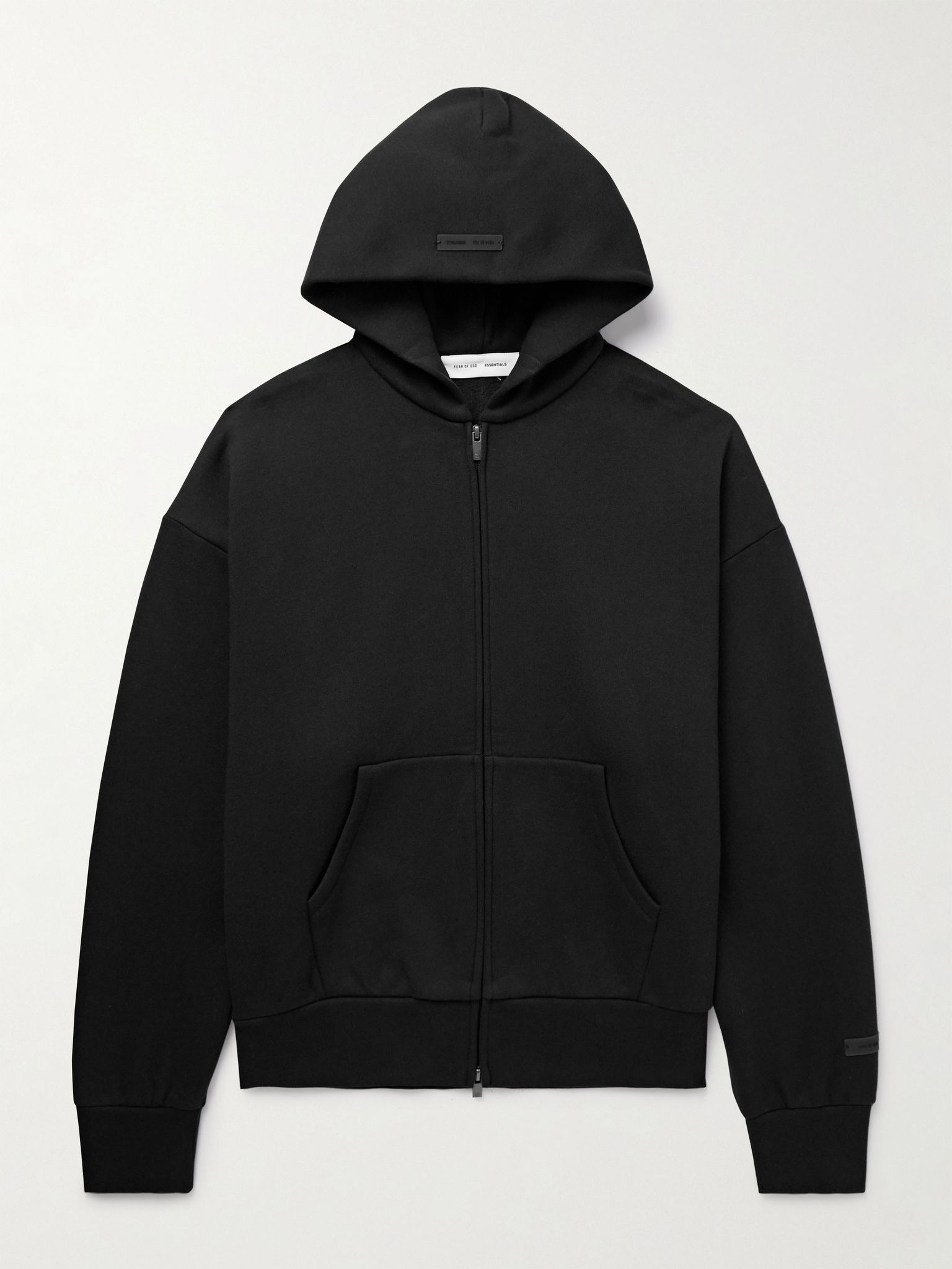 Logo-Appliquéd Cotton-Blend Jersey Zip-Up Hoodie Black - 1