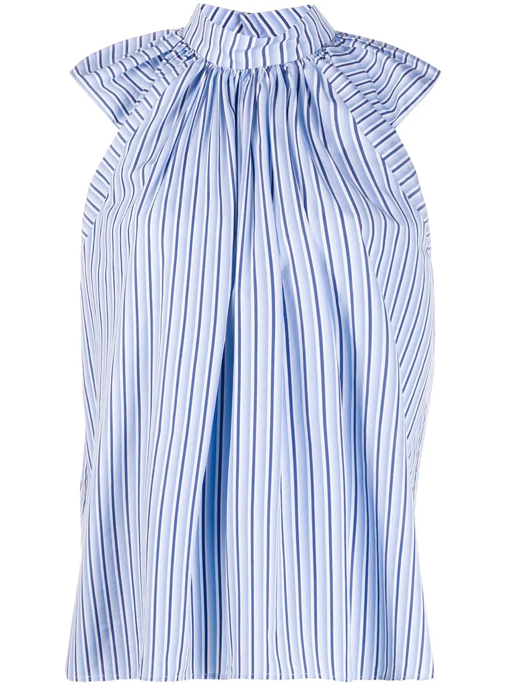 ruched shoulder striped blouse - 1