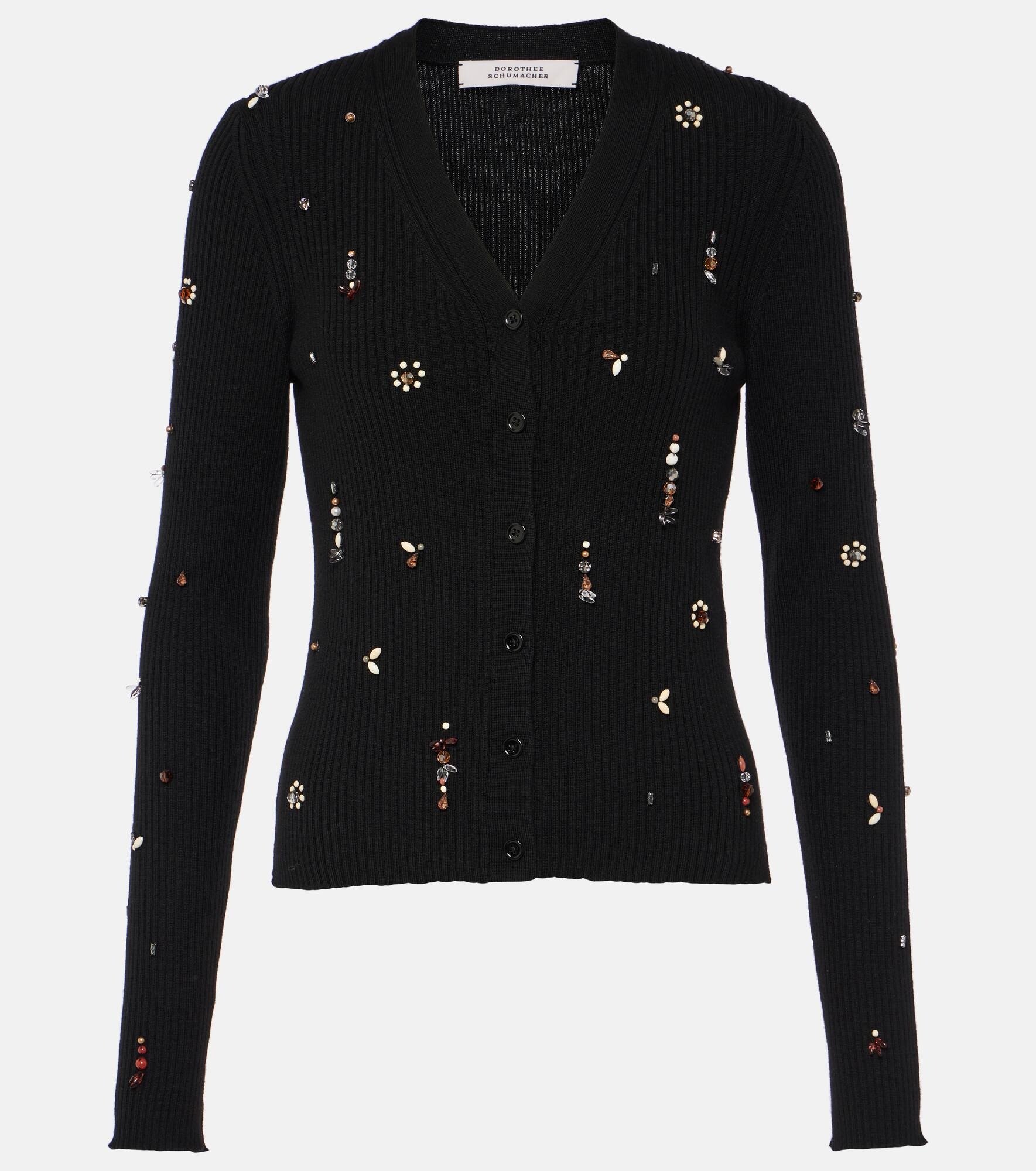 Embellished Merino embellished wool cardigan - 1