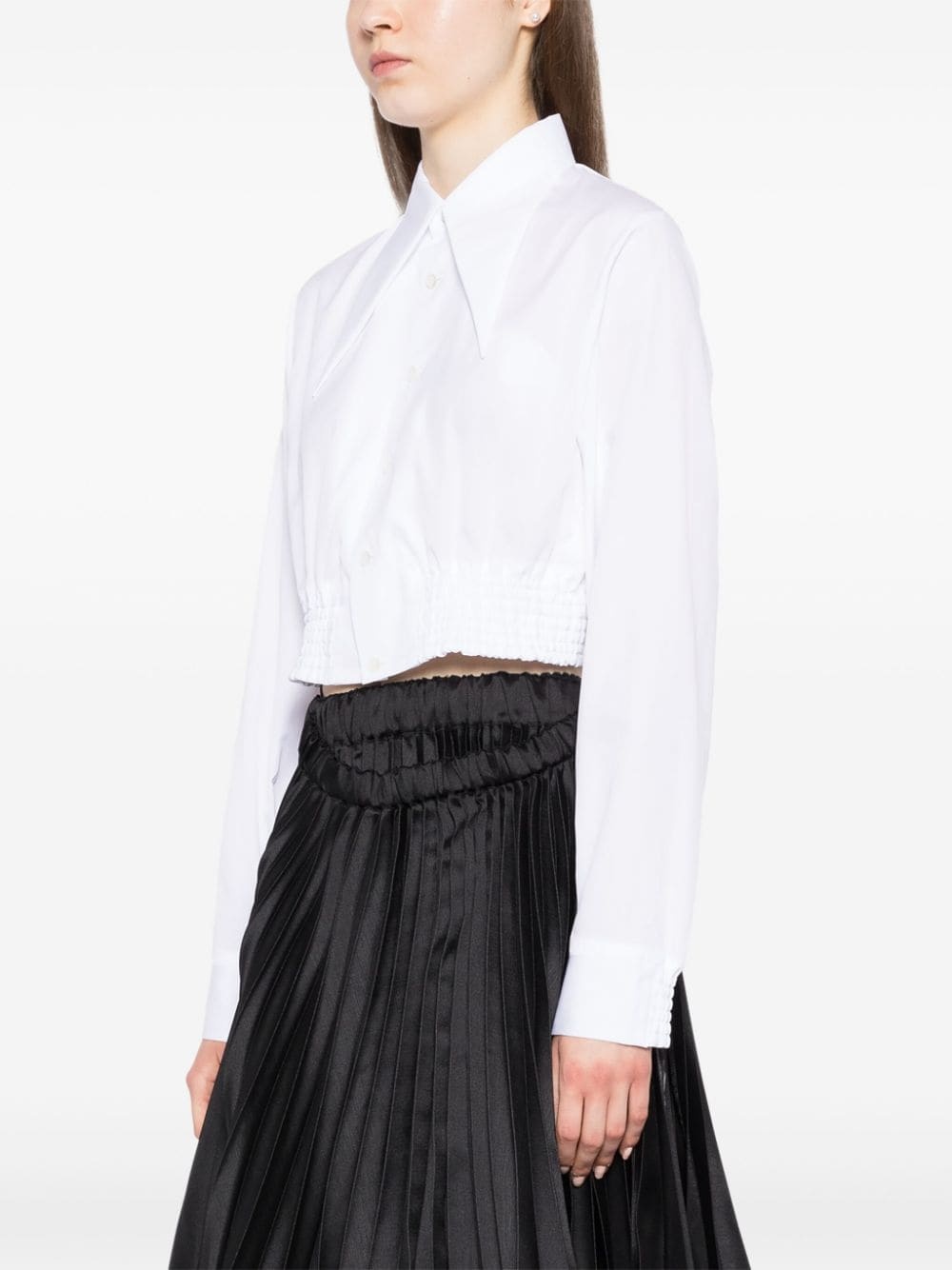 oversized-collar cropped shirt - 3