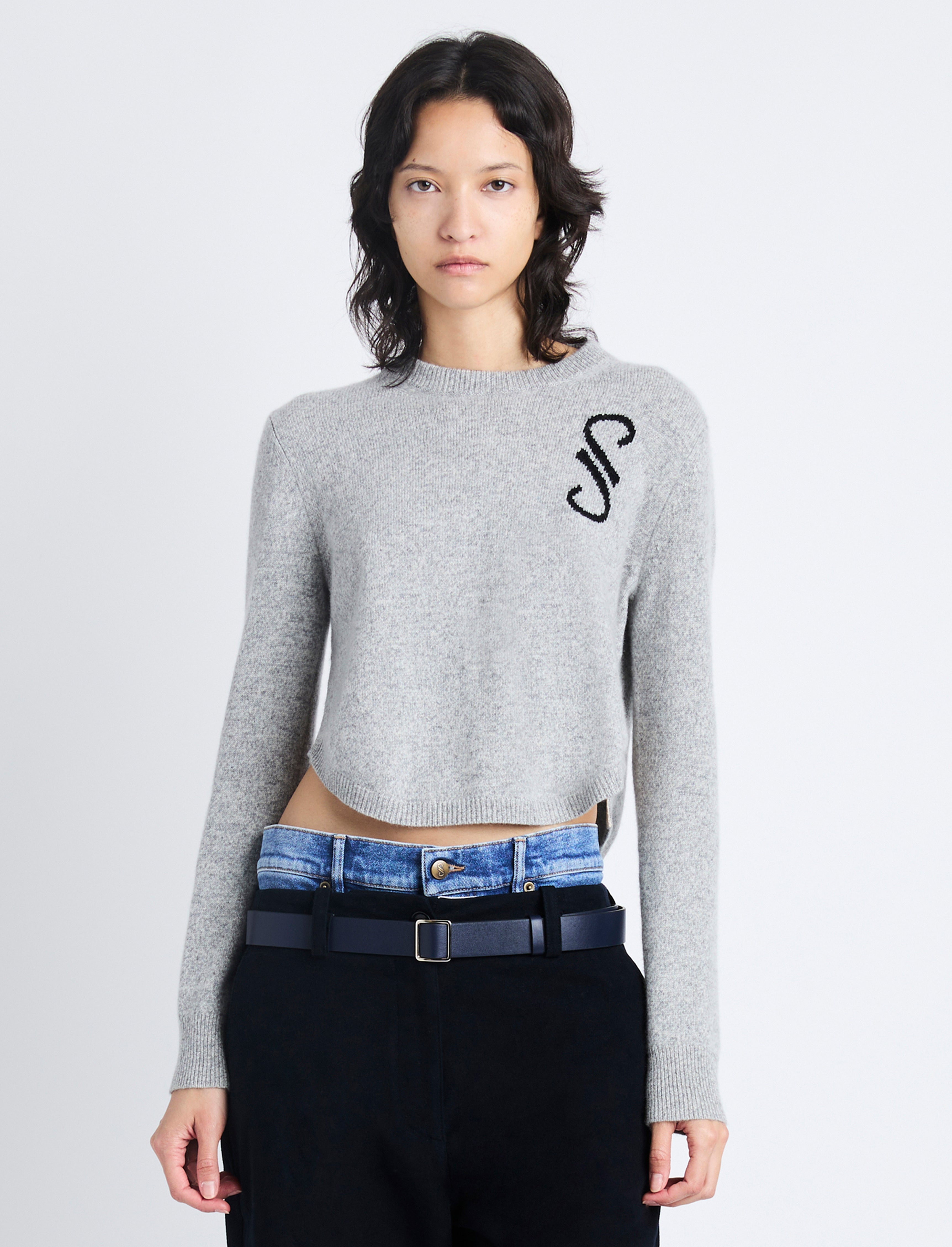 Stella Monogram Sweater in Cashmere Jacquard - 2