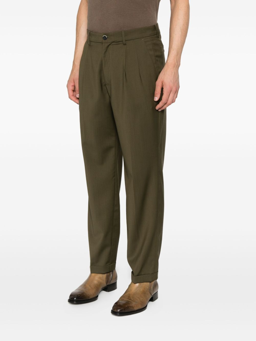 pleated-front tapered trousers - 3