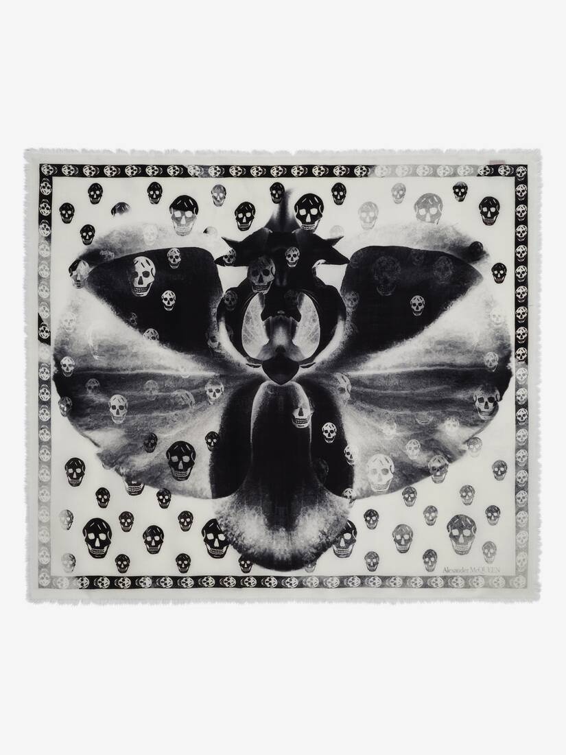 Women's Orchid Classic Skull Foulard in Ivory/black - 1