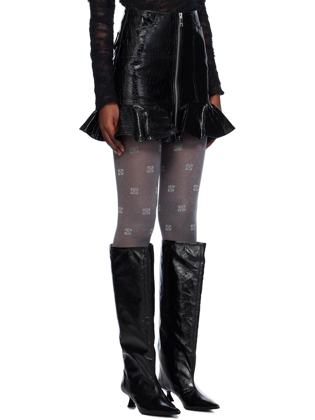 Black Future Coated Faux-Leather Miniskirt - 2