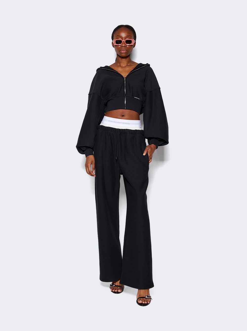 Cropped Zip Up Hoodie Faded Black - 2