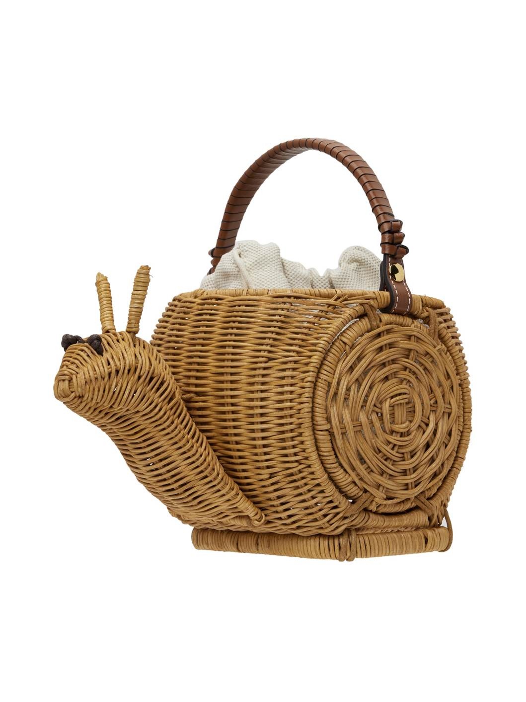 Beige Escargot Wicker Basket Bag - 3