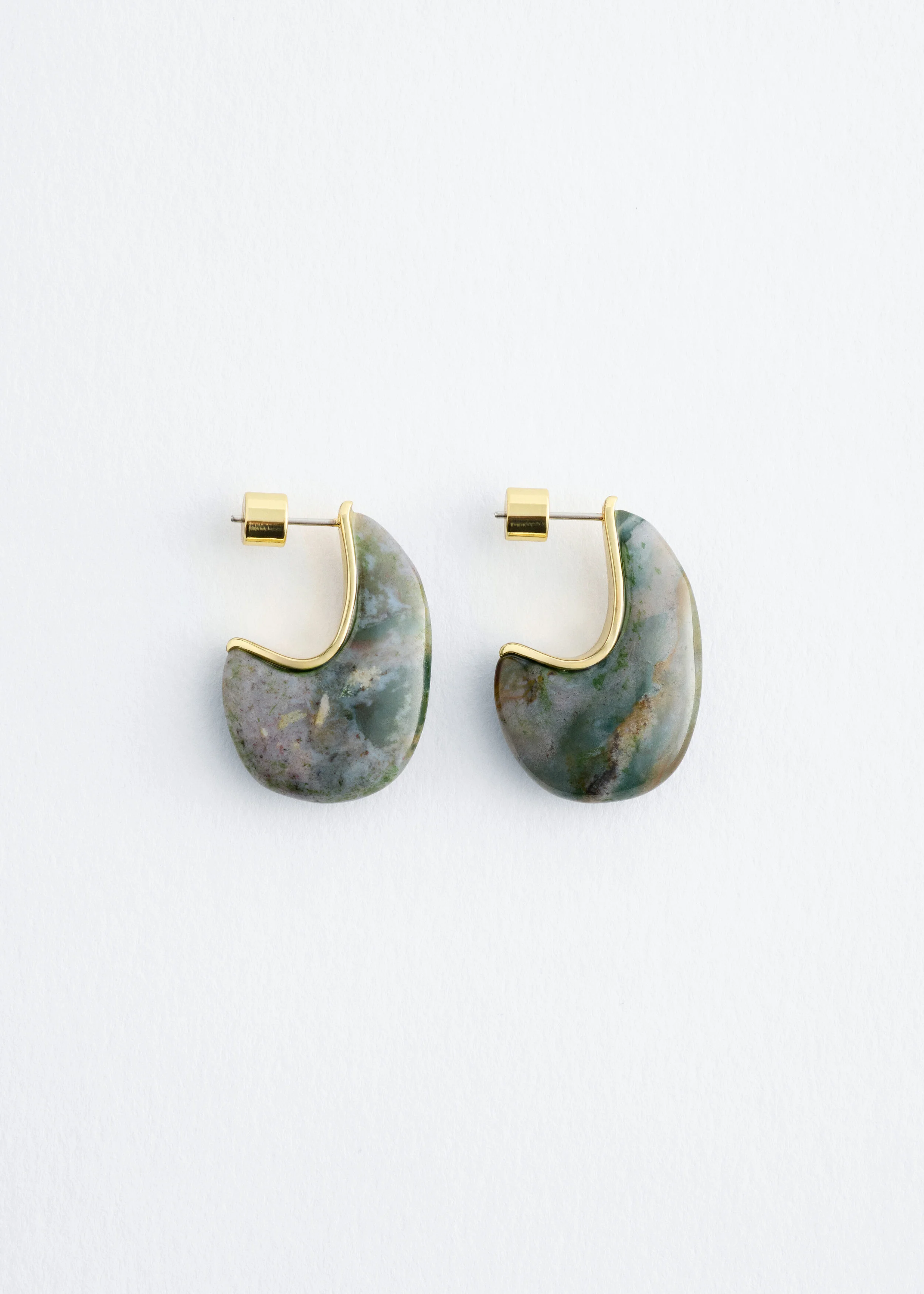 Agate Half-Hoop Earrings - 1