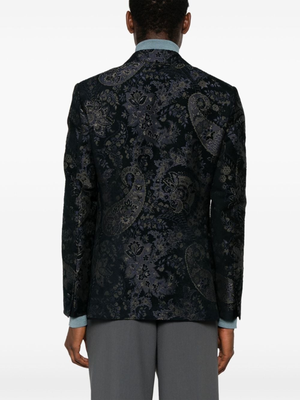 floral-jacquard single-breasted blazer - 4