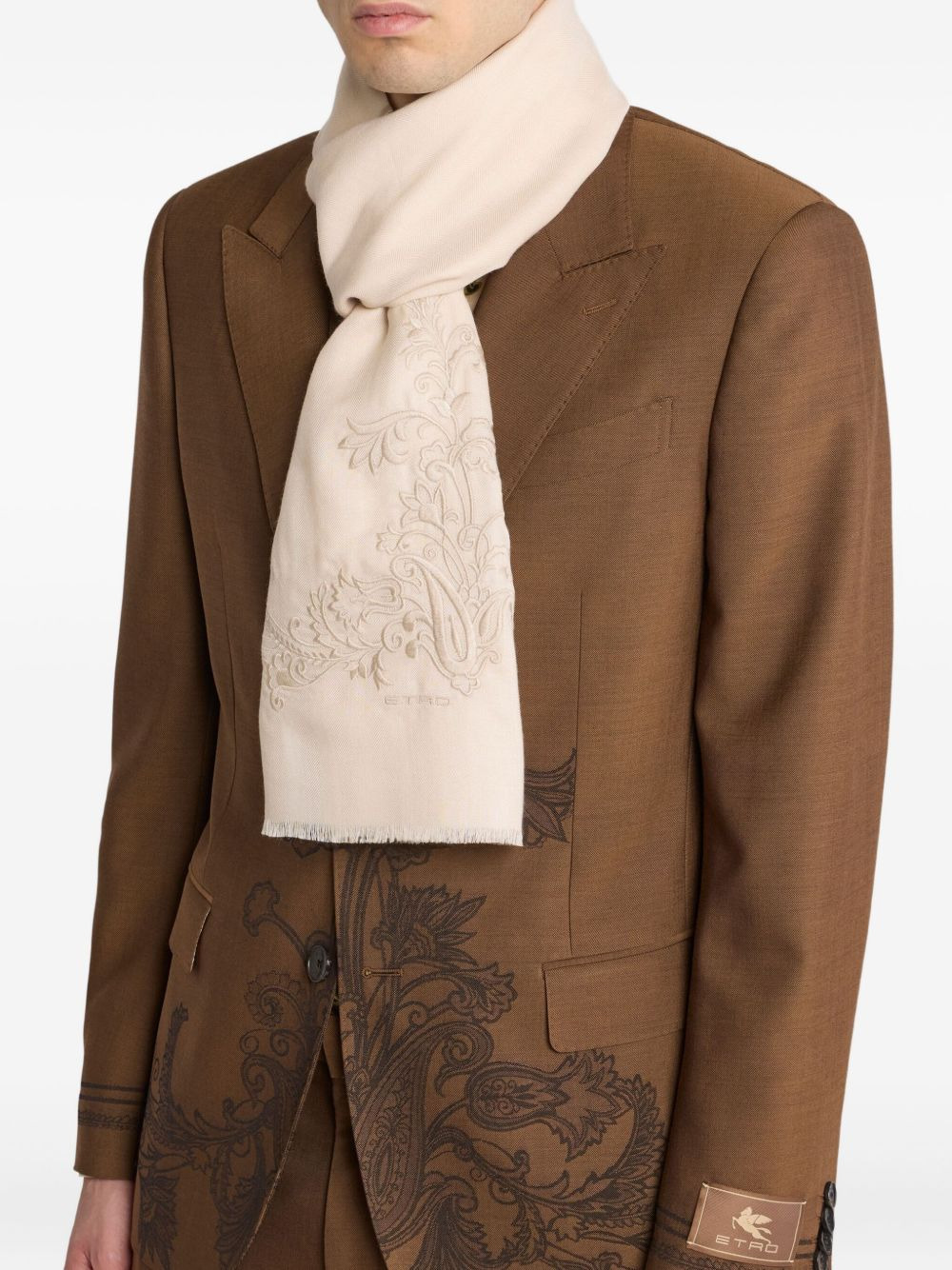 paisley-embroidered scarf - 3