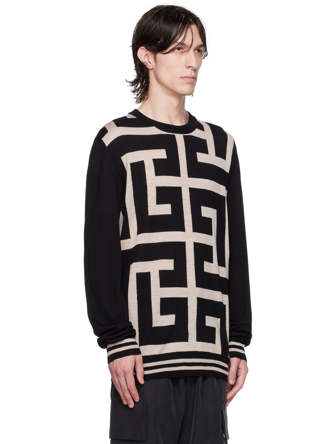 Black & Beige Monogram Sweater - 2