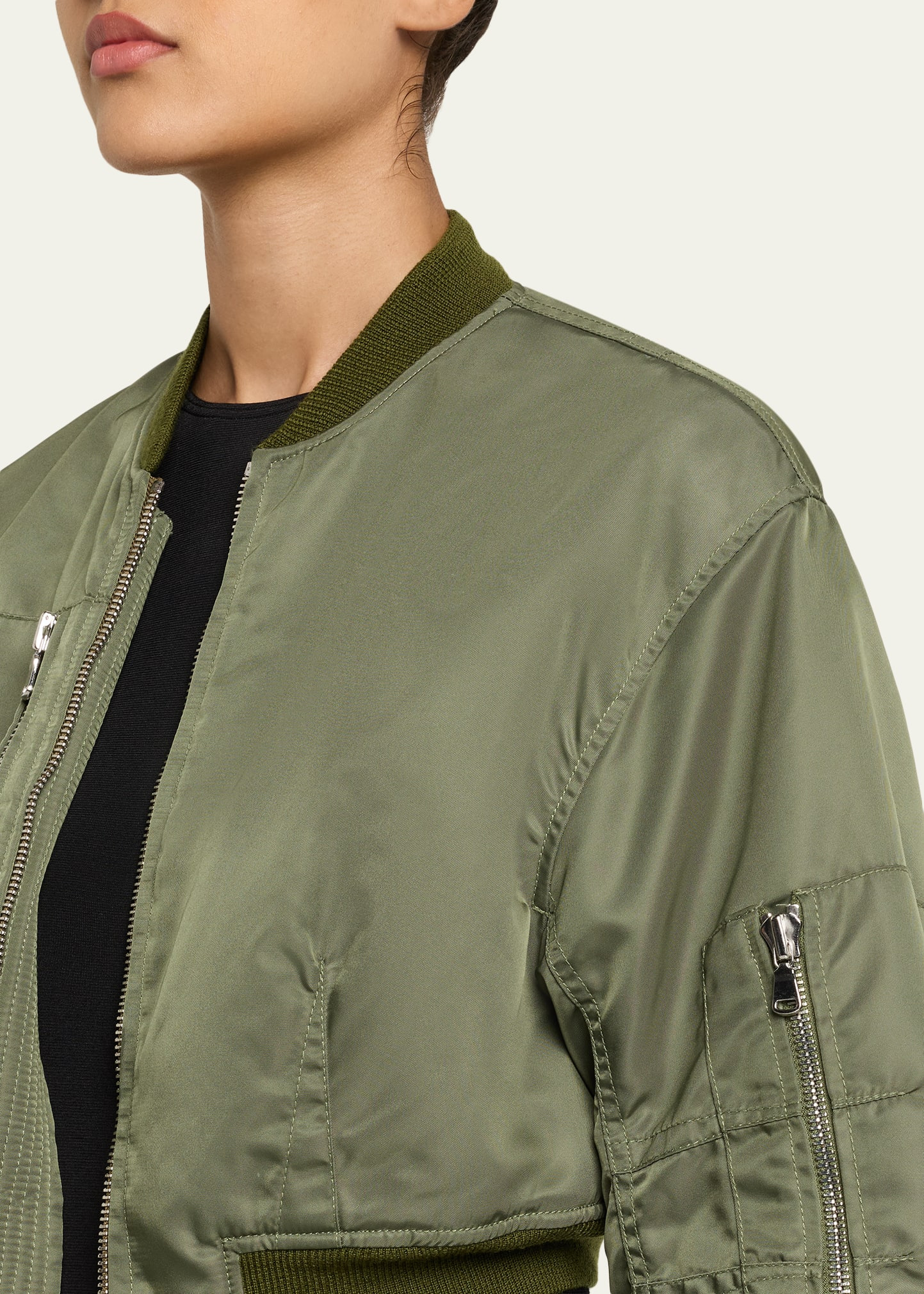 Cropped Nylon Bomber Jacket - 5