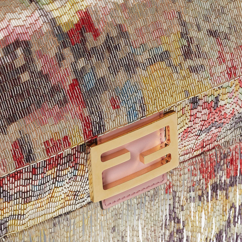 Baguette® Abstract Flower bag embroidered with multicolor beads and fringes 7
