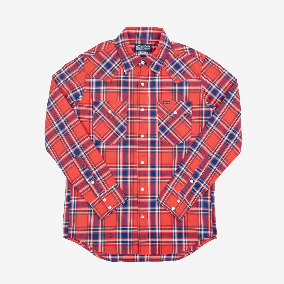 IHSH-355-RED 5oz Selvedge Madras Check Western Shirt - Red - 1