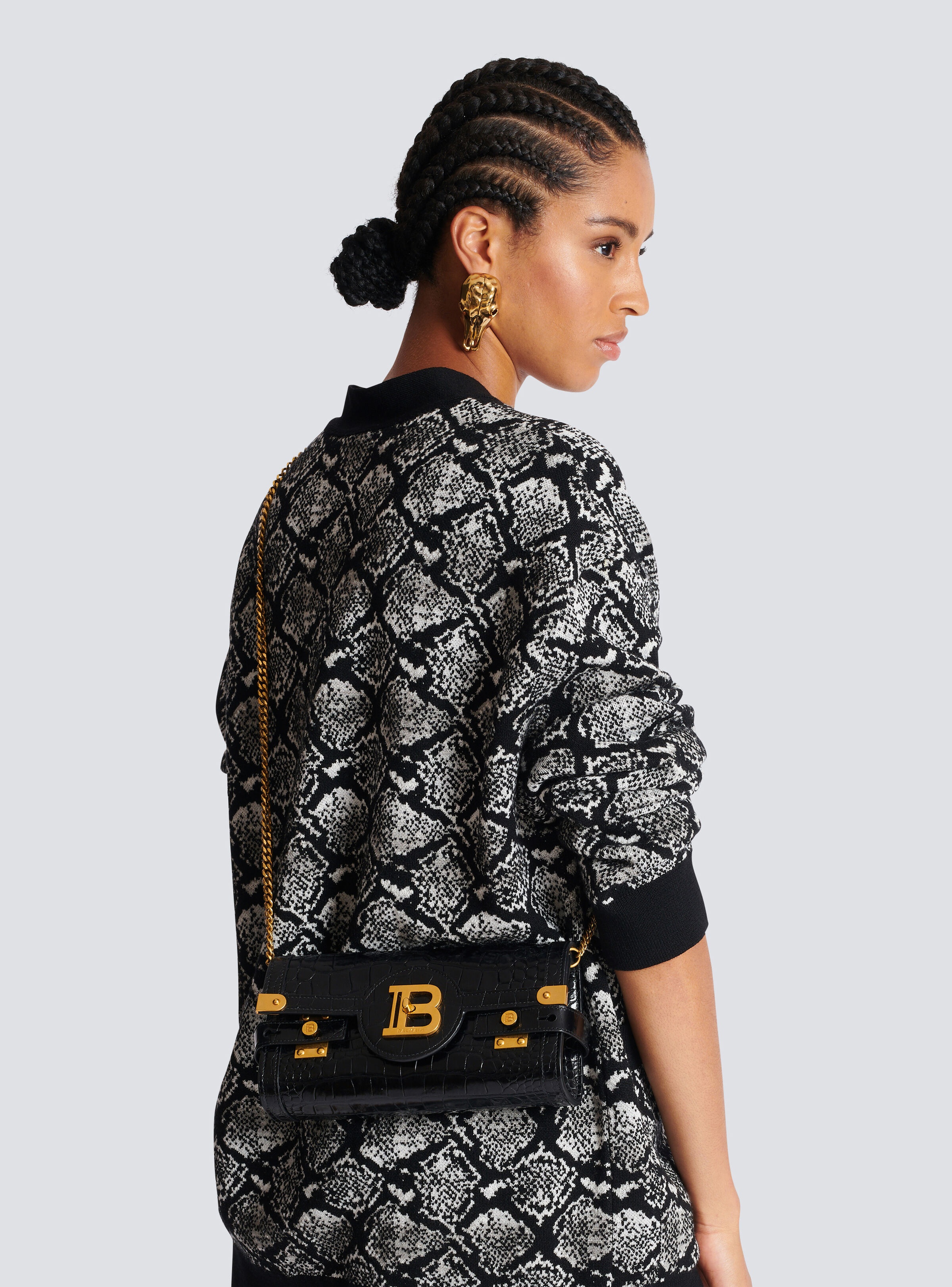 B-Buzz 23 clutch in crocodile-print leather - 8