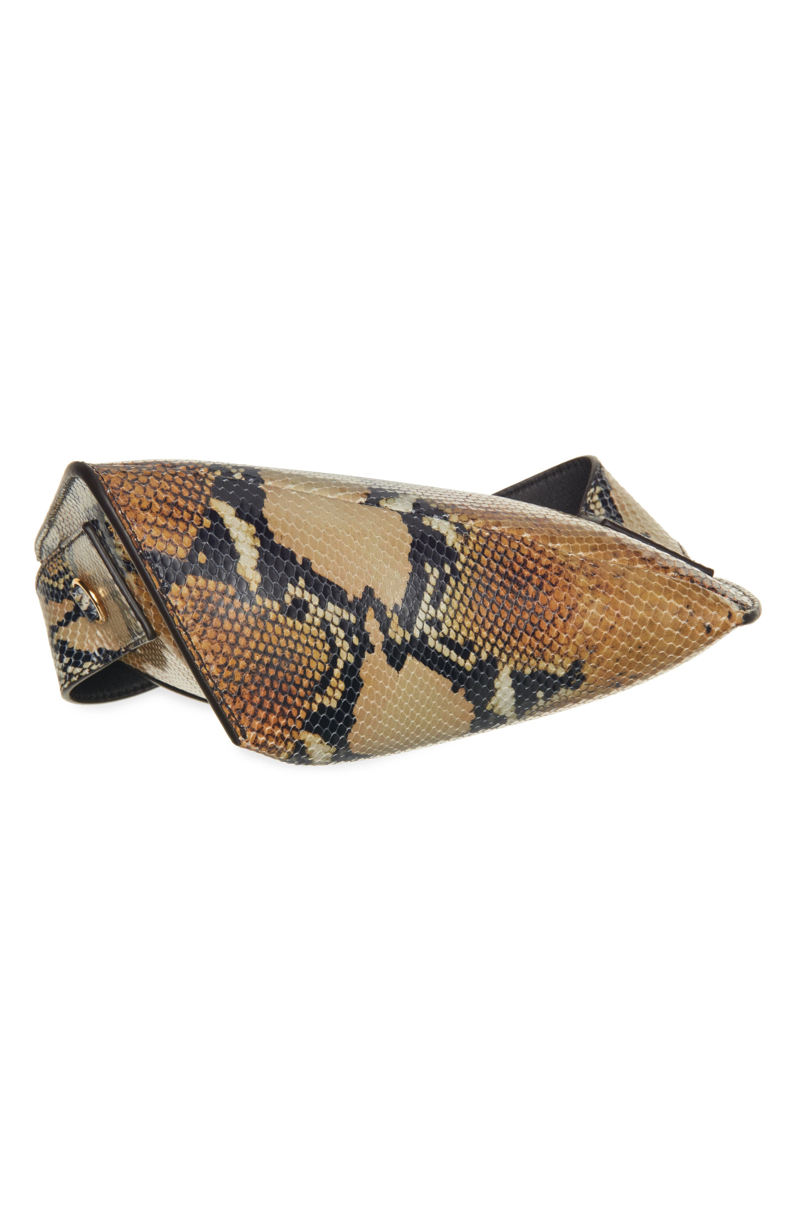 McQueen T-Bar Sling Python Embossed Leather Crossbody Bag in Brown/Gold at Nordstrom - 6