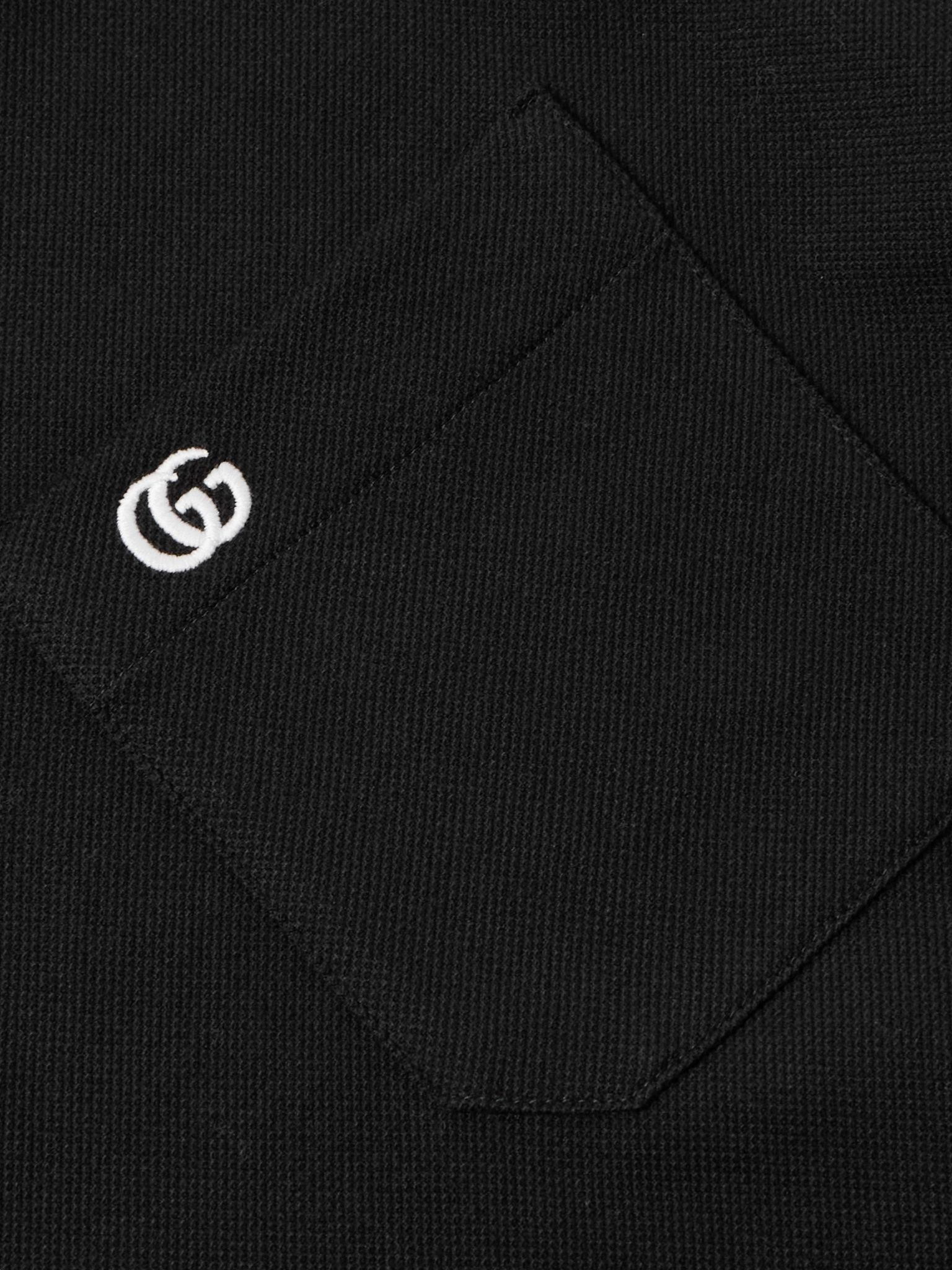 Logo-Embroidered Stretch-Cotton Piqué Polo Shirt Black - 4