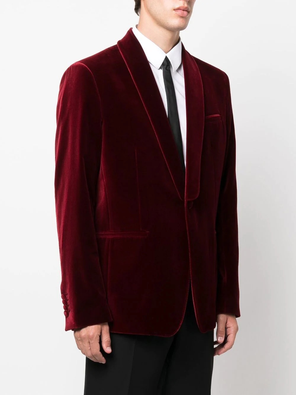 shawl-lapel velvet blazer - 3